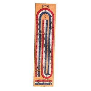 Bicycle Cribbage Board Game Wooden 3 Track: Red, White, & Blue *See Description*
